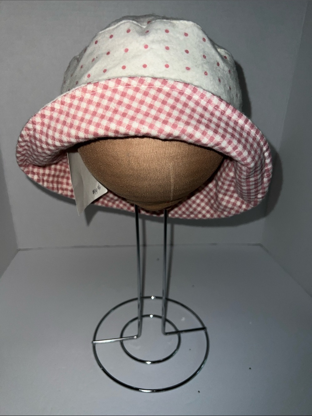 VTG Sweet Potatoes NWT Flannel Reversible Pink Gingham and Polka Dot Bucket Hat